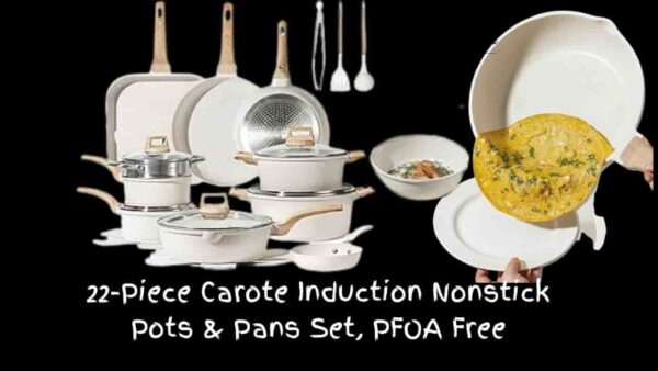 22-Piece Carote Induction Nonstick Pots & Pans Set, PFOA Free