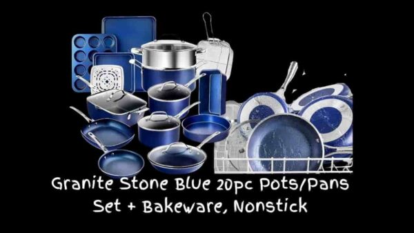 Granite Stone Blue 20pc Pots/Pans Set + Bakeware, Nonstick